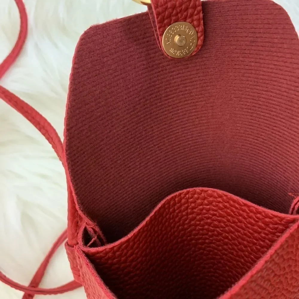 Vegan Leather Two Pocket Cellphone Carrier, Red